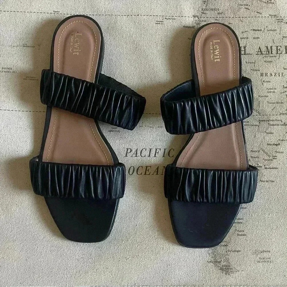 Lewit Shoes - Lewit Black Scrunched Sandals Size 37.5EU / 7US